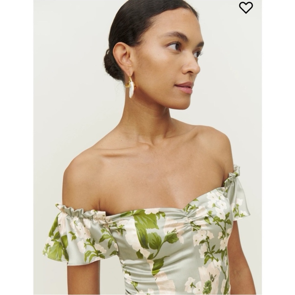 Reformation Sianna Silk Dress in the Tarragon floral print - Picture 4 of 13